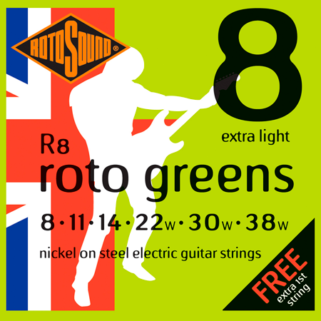 Rotosound R8 Roto Greens Nickel Extra Light 8/38