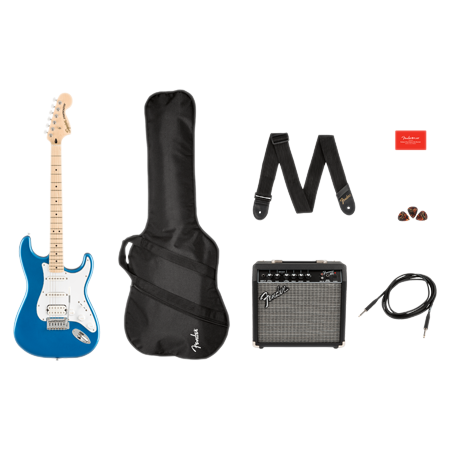 Squier Affinity Stratocaster HSS Pack Maple Lake Placid Blue + Gig Bag + Ampli Frontman 15G