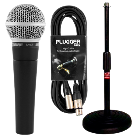 Shure Pack SM58 + Câble XLR 6m + Pied de table