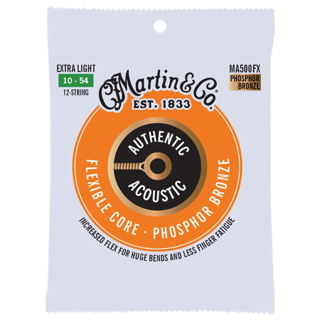 Martin Strings MA500FX Flexible Core Phosphore Bronze Extra Light10/54 12 cordes