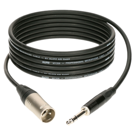 Câble stéréo professionnel XLR mâle - Jack 6.35mm 2m Klotz