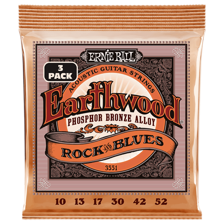 Ernie Ball 3551 - Earthwood Phosphor Rock n' Blues 10-52 Pack 3