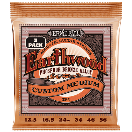 Ernie Ball 3543 - Earthwood Phospor Custom Medium 12.5-56 Pack 3