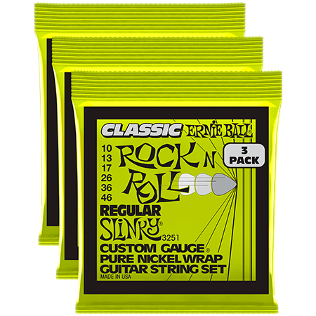 Ernie Ball 3251 Classic RnR Regular Slinky 10-46 Pack de 3