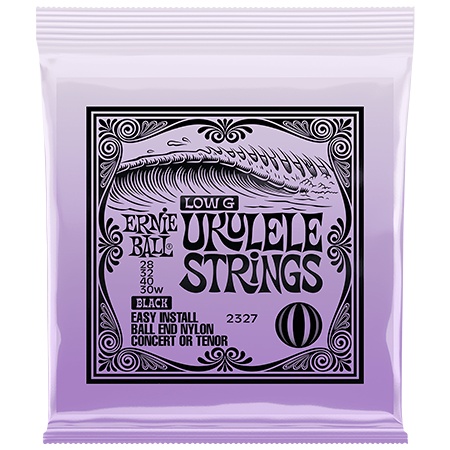 Ernie Ball 2327 Ukulélé Nylon Noir Concert Ténor 28-40