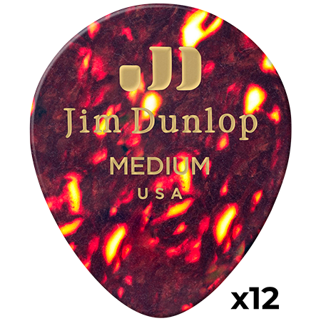 Dunlop 485P05MD Genuine Celluloid Teardrop Écaille Medium x12