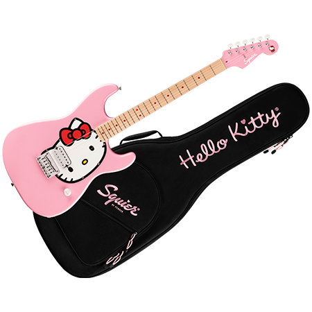 Squier by FENDER Limited Edition 50th Anniversary Hello Kitty Stratocaster MN Pink + Housse