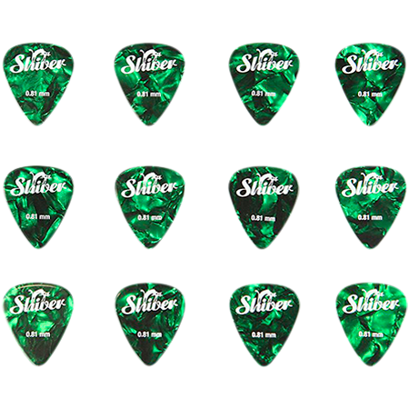 Médiators Celluloïd 0,81 mm Boîte de 12 Vert Shiver