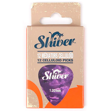Médiators Celluloïd 1,20 mm Boîte de 12 Violet Shiver