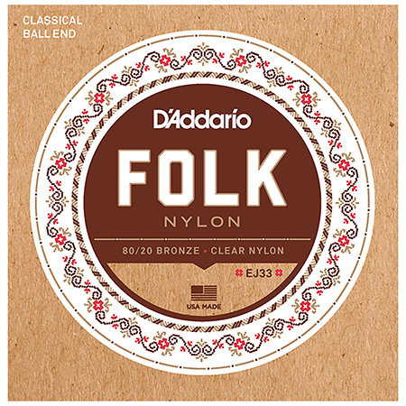 D'Addario EJ33 Folk Nylon à boules, tension normale