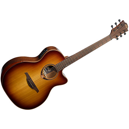 LAG Tramontane 118 Auditorium Bevel Cutaway Électro Brown Shadow