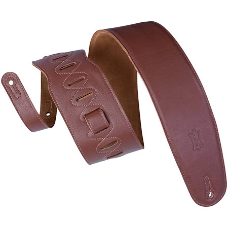 Levy s M4GF-BRN Sangle guitare basse cuir rembourée dos daim 9 cm Brown