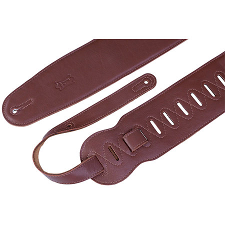 M4GF-BRN Sangle guitare basse cuir rembourée dos daim 9 cm Brown Levy s