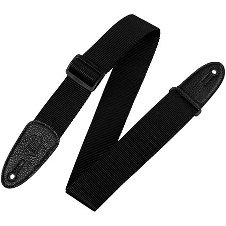 Levy s M8-BLK Sangle guitare logo Levy's sur embout cuir 5 cm Black