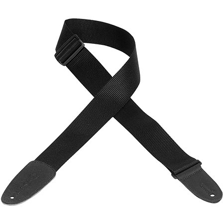 Levy s M8-BLK Sangle guitare logo Levy's sur embout cuir 5 cm Black