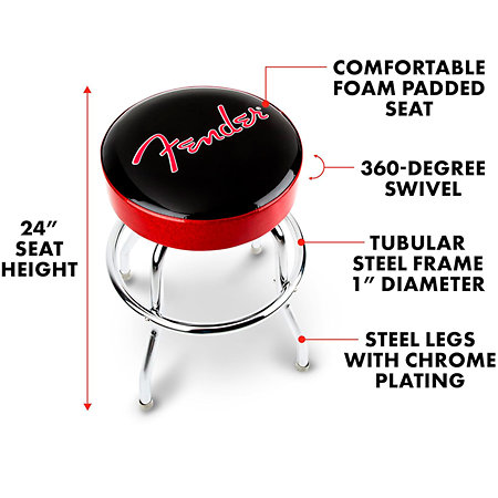 Red Sparkle Logo Barstool 24'' Fender