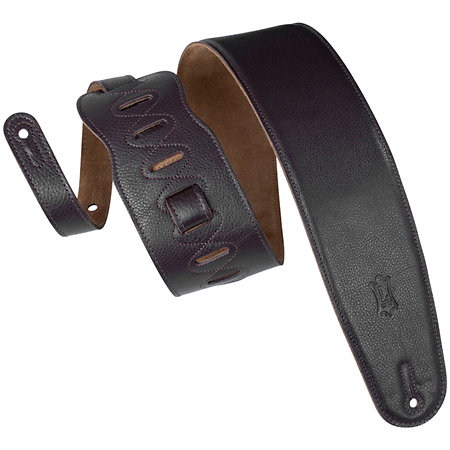 Levy s M4GF-DBR Sangle pour basse Cuir rembourée dos daim 9 cm Dark Brown