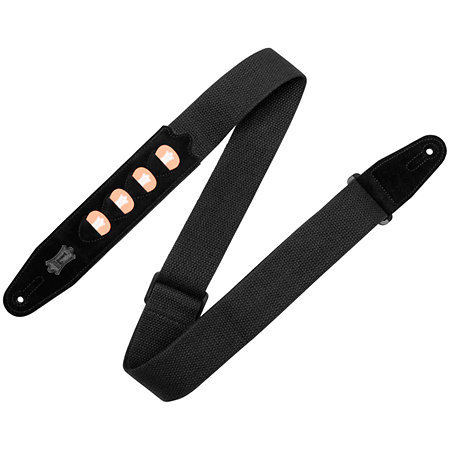 Levy s MC2PH-BLK Sangle en coton avec 4 portes médiators 5 cm Black