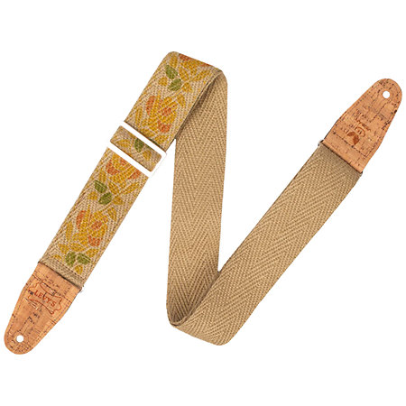 Levy s MH8P-008 Sangle Vegan 5 cm Design 008 Rose Motif Yellow and Orange