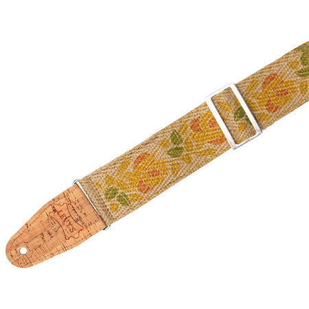 Levy s MH8P-008 Sangle Vegan 5 cm Design 008 Rose Motif Yellow and Orange