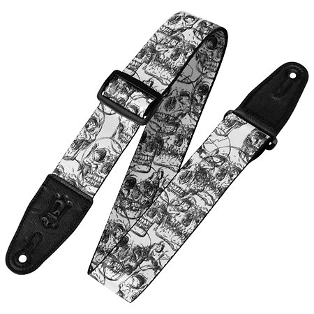 Levy s MPD2-048 Sangle en Polyester Design 048 White and Black Skulls