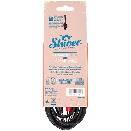 Câble 1 Jack / 2 Jack 3m Shiver