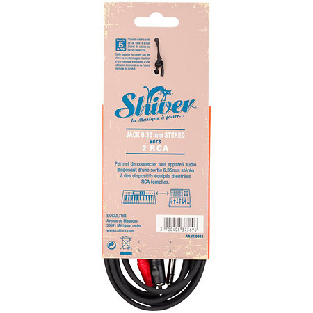 Câble 1 Jack / 2 RCA 3m Shiver