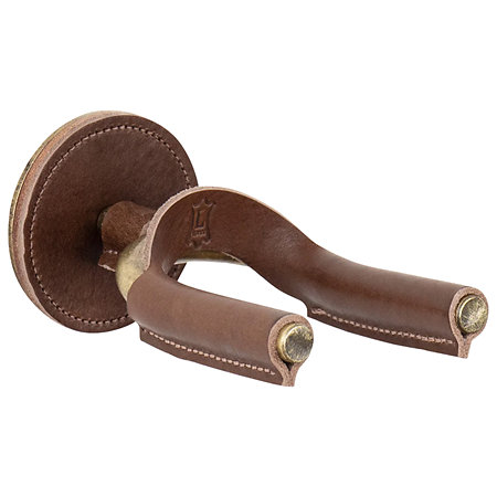 Levy s LVY-FGHNGR-BRBN Support mural pour guitare en fer forgé laiton avec protections en cuir Brown