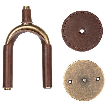 LVY-FGHNGR-BRBN Support mural pour guitare en fer forgé laiton avec protections en cuir Brown Levy s