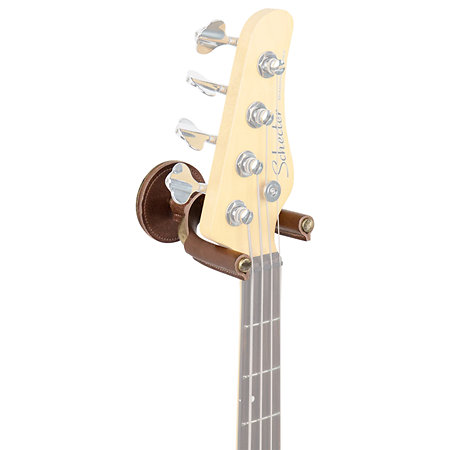LVY-FGHNGR-BRBN Support mural pour guitare en fer forgé laiton avec protections en cuir Brown Levy s