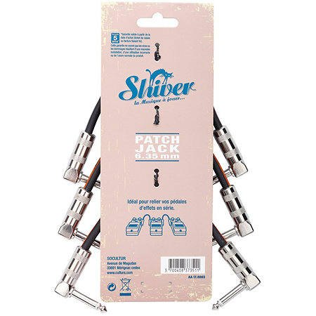3x Câbles Patch Jack coudés 15cm Shiver