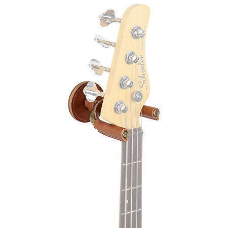LVY-FGHNGR-BRTN Support mural pour guitare en fer forgé laiton avec protections en cuir Tan Levy s
