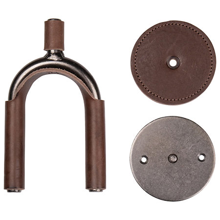 LVY-FGHNGR-SMBN Stand mural en fer forgé smoke avec protections en cuir Brown Levy s