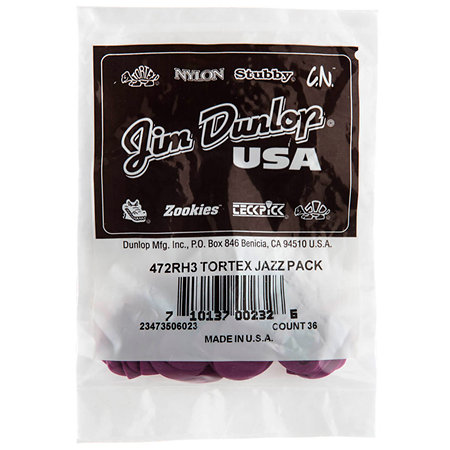 472RH3 Tortex Jazz lll Heavy Sachet de 36 Dunlop