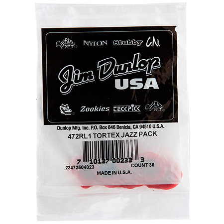472RL1 Tortex Jazz I Red Light Sachet de 36 Dunlop