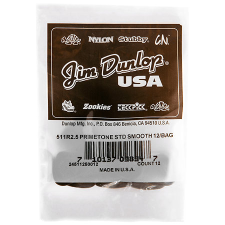 511R250 Primetone Standard Smooth 2,50 mm Sachet de 12 Dunlop