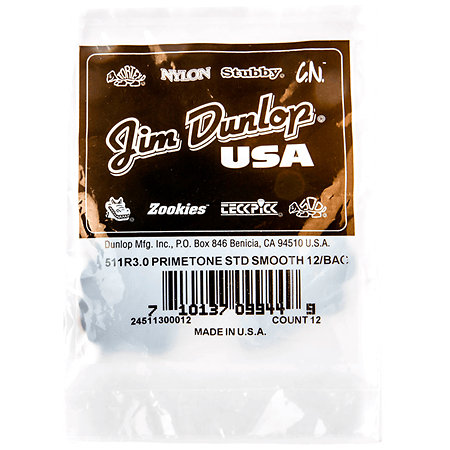 511R300 Primetone Standard Smooth 3,00 mm Sachet de 12 Dunlop