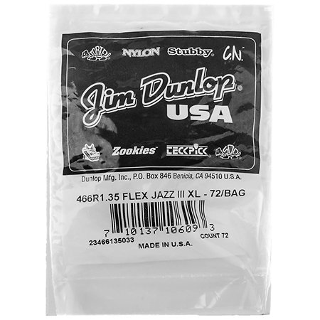 466R135 Tortex Flex Jazz III XL 1,35 mm Sachet de 72 Dunlop