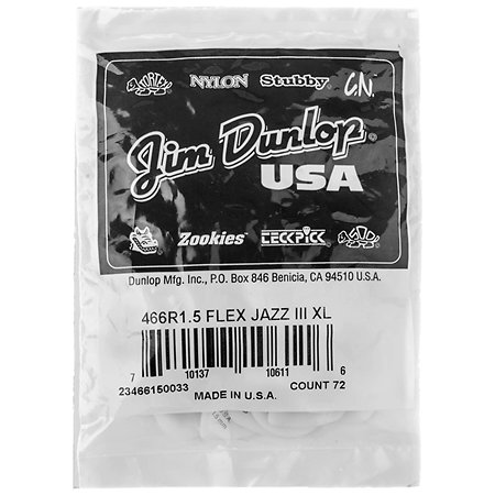 466R150 Tortex Flex Jazz III XL 1,50 mm Sachet de 72 Dunlop