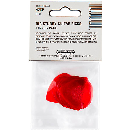 475P1 Big Stubby 1,00 mm Sachet de 6 Dunlop