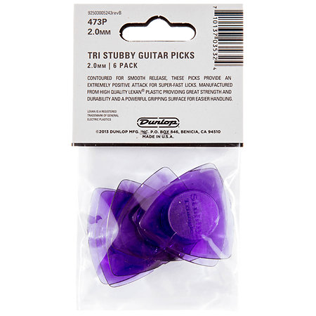 473P200 Tri Stubby 2,00 mm Sachet de 6 Dunlop