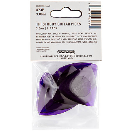 473P300 Tri Stubby 3,00 mm Sachet de 6 Dunlop