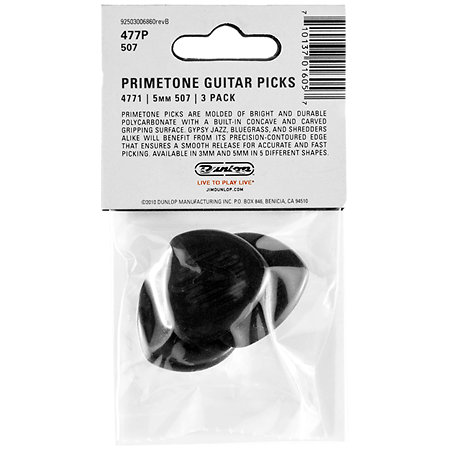 477P507 Primetone Classic Large Round Tip 5,00 mm Sachet de 3 Dunlop