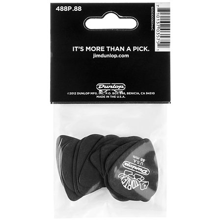 488P88 Tortex Pitch Black 0,88 mm Sachet de 12 Dunlop