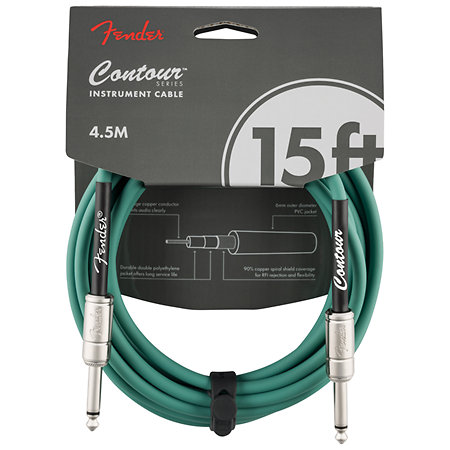 Fender Contour Series Instrument Cable, 4,5m, Sherwood Green
