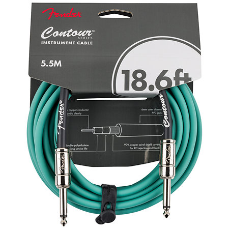 Fender Contour Series Instrument Cable, 5,5m, Sherwood Green