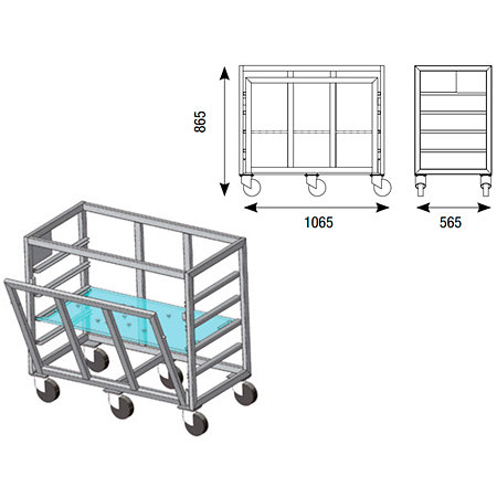 ASD CHAREML1000500 Chariot de transport pour 4 EML 1000 x 500 mm