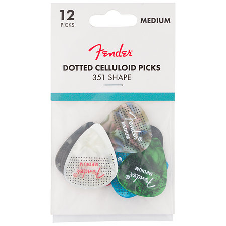 Fender Dotted Celluloid Medley Picks, 351 Shape, Medium - Sachet de 12