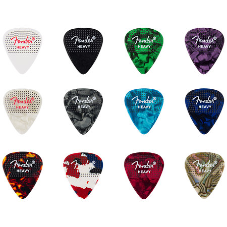 Fender Dotted Celluloid Medley Picks, 351 Shape, Heavy - Sachet de 12