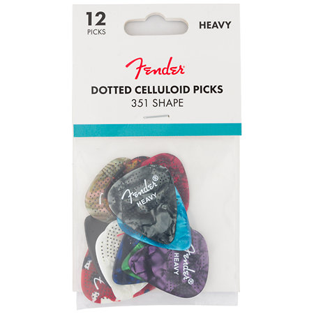 Fender Dotted Celluloid Medley Picks, 351 Shape, Heavy - Sachet de 12